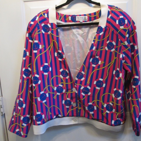 VtG Sail Away designed for Royal Cruise Line  NAUTICAL PINK/BLUE jacket Sz M - Picture 13 of 13